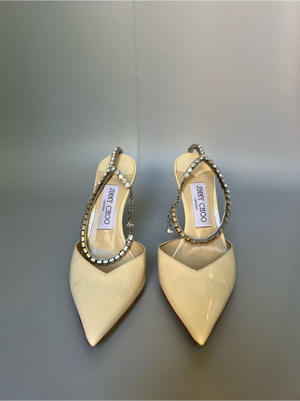Jimmy Choo Patent Leather Crystal Embellishments D’Orsay Pumps